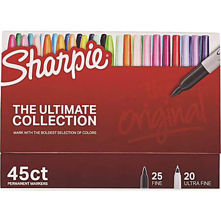Sharpie Ultimate Collection Permanent Markers - Fine, Ultra Fine Marker Point - Assorted Ink - 45 / Box