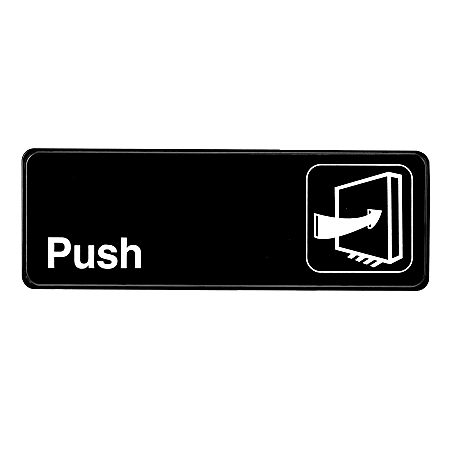 Alpine Push Signs, 3" x 9", Black, Pack Of 15 Signs