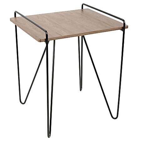 Lumisource Loft Mid-Century Modern End Table, Square, Walnut/Black
