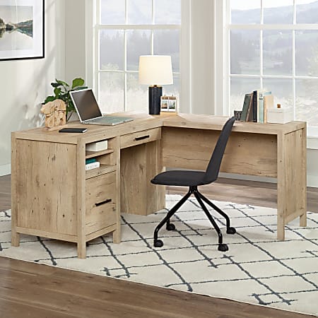 Sauder Pacific View 58 W L Shaped Corner Desk Prime Oak - Office Depot
