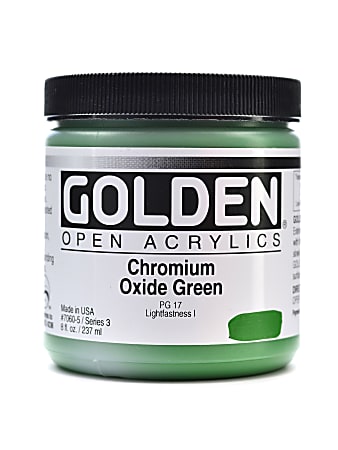 Golden OPEN Acrylic Paint, 8 Oz Jar, Chromium Oxide Green
