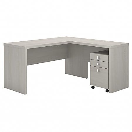 kathy ireland® Home by Bush Business Furniture Echo 60"W L-Shaped Corner Desk With Mobile File Cabinet, Gray Sand, Standard Delivery