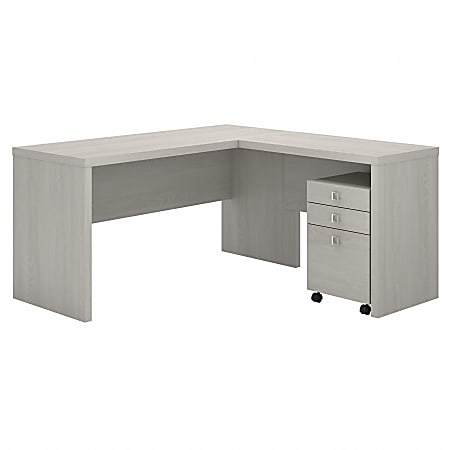 Bush Business Furniture Echo 60"W L-Shaped Corner Desk With Mobile File Cabinet, Gray Sand, Standard Delivery