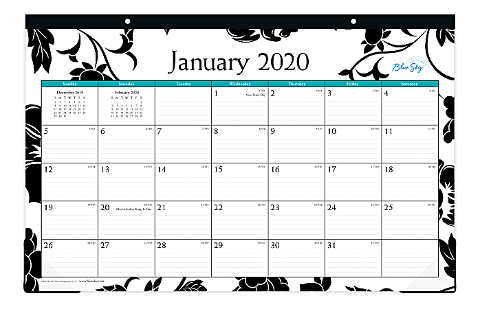 Blue Sky™ Monthly Desk Pad, 17" x 11", Barcelona, January To December 2020, 100020