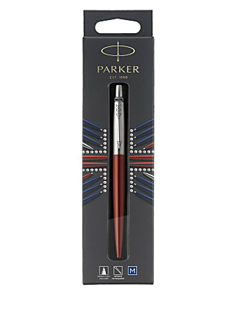 Parker® Jotter™ Ballpoint Pen, Medium Point, 0.7 mm, Kensington Red Barrel, Blue Ink
