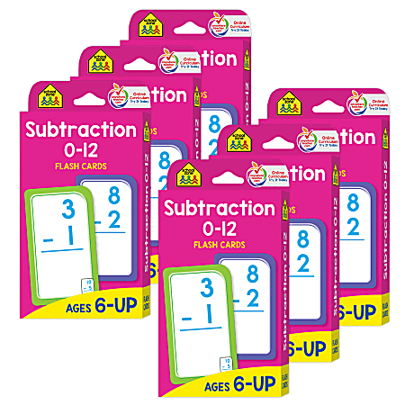 School Zone Publishing Subtraction 0-12 Flash Cards, Set Of 6 Packs