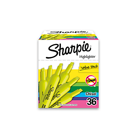 Sharpie® Accent® Tank Highlighters, Fluorescent Yellow, Pack Of