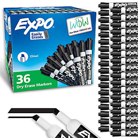 EXPO Low Odor Dry Erase Markers, Fine Tip, Black, 36 Count & EXPO Low Odor  Dry Erase Markers, Ultra-Fine Tip, Assorted Colors, 8 Pack & EXPO Low Odor