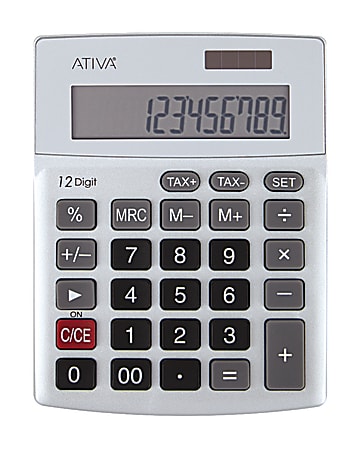 Ativa® KC-421 12-Digit Desktop Calculator, Silver