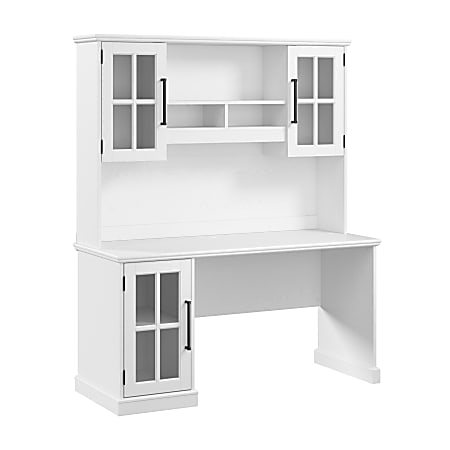 Bush Furniture Westbrook 60"W Computer Desk With Hutch, White Ash, Standard Delivery