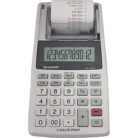 Sharp® EL-1611V 12-digit Mini Printing Calculator, White
