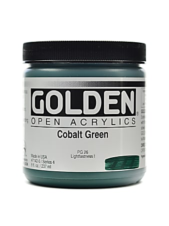 Golden OPEN Acrylic Paint, 8 Oz Jar, Cobalt Green