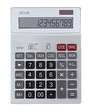 Ativa KC 423 12 Digit Desktop Calculator 7.52 H x 5.52 W x 1.8 D