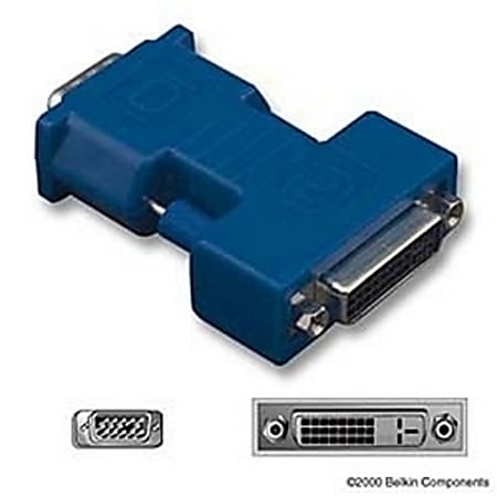 Belkin Pro Series DVI Adapter - 1 Pack - 1 x HD-15 Male - 1 x DVI-I Female Video - Blue