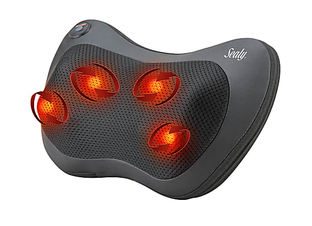 Sealy Deep Tissue SL-HW-MA-120-BK Mini Massage Pillow Pad, 8”H x 13"W x 4”D, Black