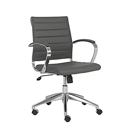 Eurostyle Axel Faux Leather Low-Back Commercial Office Task Chair, Gray