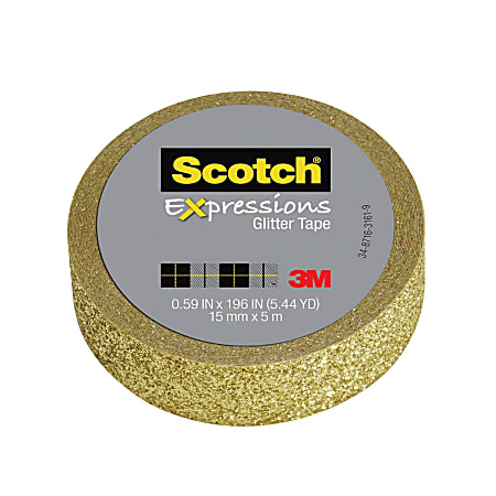 Scotch® Expressions Glitter Tape, 0.59" x 196", Gold