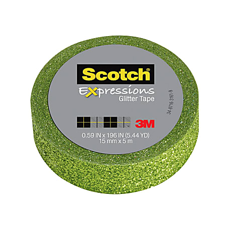 Scotch® Expressions Glitter Tape, 0.59" x 196", Lime Green