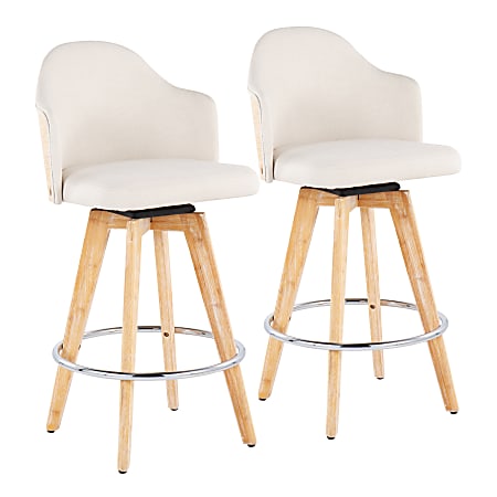 LumiSource Ahoy Fixed-Height Counter Stools, Cream/Natural
