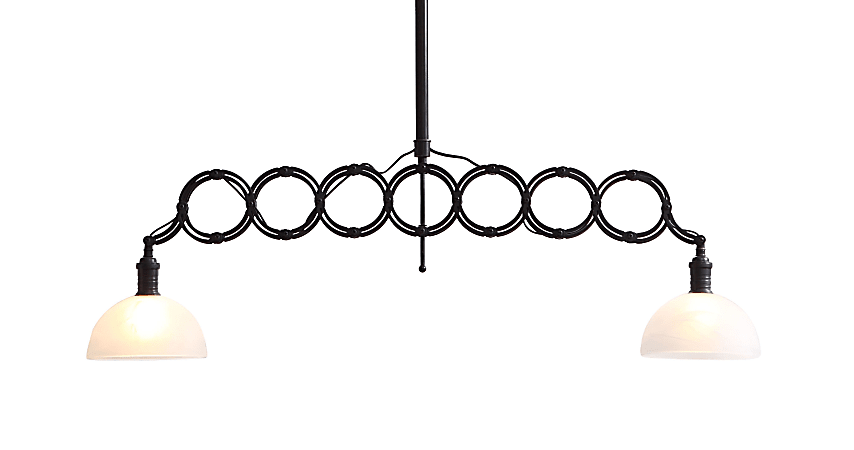 Zuo Modern Jade LED Ceiling Lamp, 41"W, White Shade/Antique Black Base