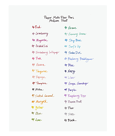 Paper Mate Flair Porous Point Stick Pens Medium Point 0.7 mm Red Barrel ...