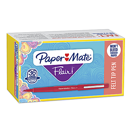 Paper Mate Flair Porous Point Pens Medium Point 0.7 mm Assorted Ink Colors  Pack Of 4 Pens - Office Depot