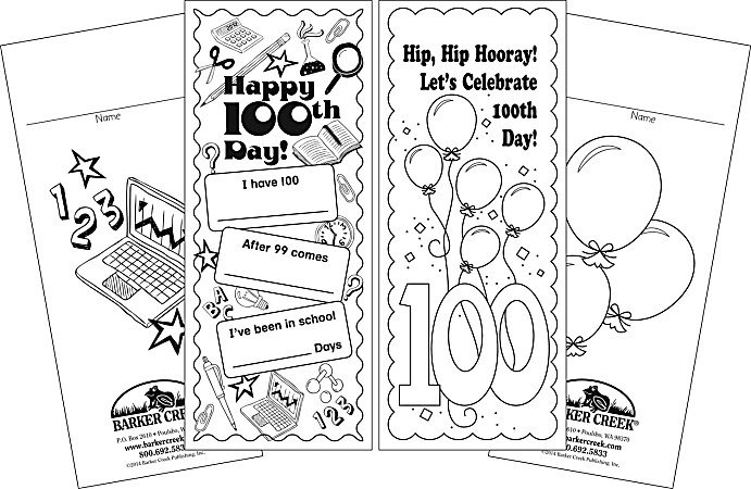 Barker Creek Bookmark Duets, 100th Day, Pack Of 60