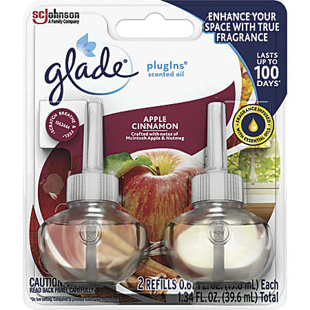 Glade PlugIns Apple Cinnamon Oil Refills, 1.3 Oz, Apple Cinnamon Scent, Carton Of 12