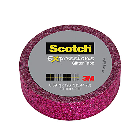 Scotch® Expressions Glitter Tape, 0.59" x 196", Hot Pink