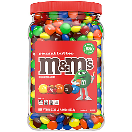 M&amp;M's Peanut Butter Milk Chocolate Candy Jar, 55 Oz
