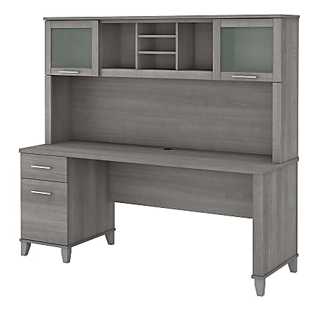 Bush Furniture Somerset Office Desk With Hutch, 72"W, Platinum Gray, Standard Delivery