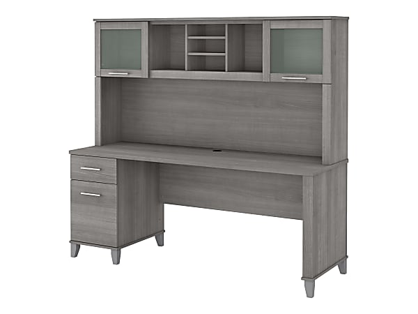 Bush Furniture Somerset Office Desk With Hutch 72 W Platinum Gray