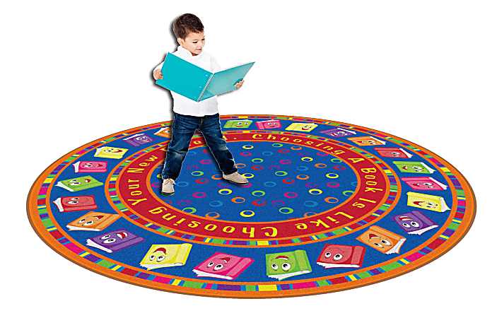 Flagship Carpets Circle Time Books Rug, Round, 6', Bright