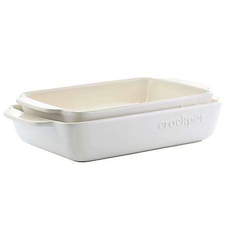Crock-Pot Artisan Rectangular Stoneware Bake Pan Set, Cream