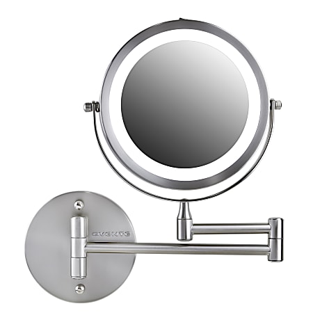 Ovente MFW70BR1X10X Wall-Mounted Double-Sided Vanity Makeup Mirror, 10X Magnification, Nickel