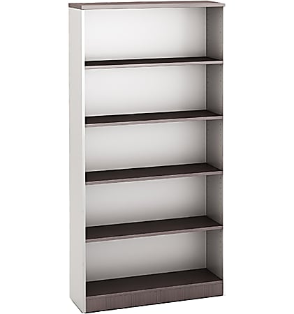 Boss Office Products Simple System 71"H 5-Shelf Bookcase, Driftwood/White