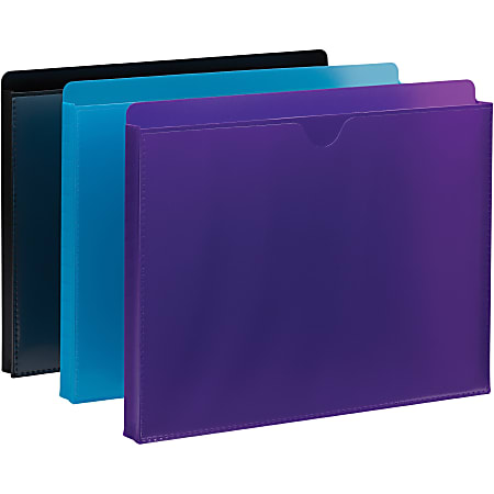 Smead Straight Tab Cut Letter File Jacket - 8 1/2" x 11" - 1" Expansion - Purple, Teal, Black - 6 / Pack