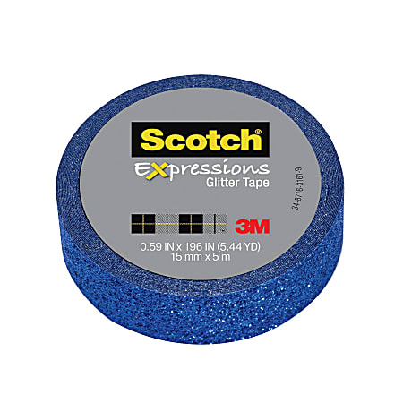 Scotch® Expressions Glitter Tape, 0.59" x 196", Dark Blue