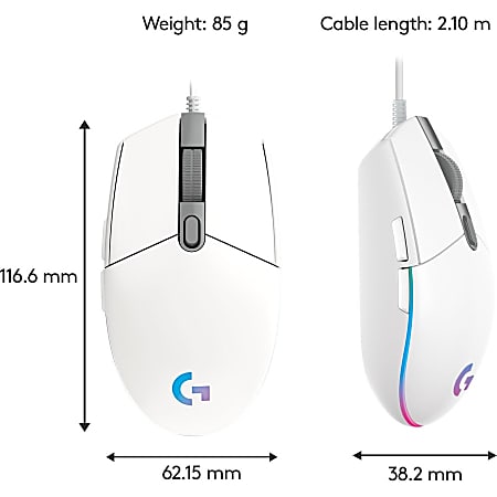 Souris de jeu filaire Logitech G203 LIGHTSYNC - Blanche 