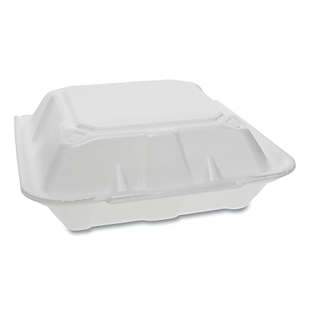 Pactiv Evergreen Foam Hinged Lid Containers, 9-3/16" x 9" x 3-1/4", White, Carton Of 150 Containers