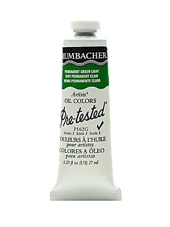 Grumbacher P162 Pre-Tested Artists' Oil Colors, 1.25 Oz, Permanent Green Light, Pack Of 2