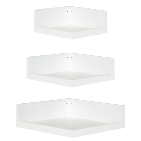 Kate and Laurel Levie Corner Shelf Set, White, Set Of 3 Shelves