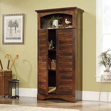 Sauder Harbor View Storage Cabinet 3 Shelves Curado Cherry