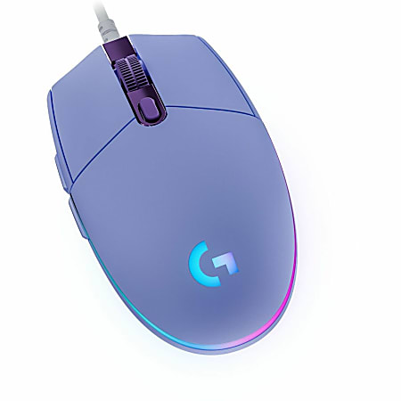 Logitech G203 Wired Gaming Mouse, 8,000 DPI, Rainbow Optical Effect LIGHTSYNC RGB, 6 Programmable Buttons, Lilac - Cable - Lilac - USB - 8000 dpi - 6 Button(s)