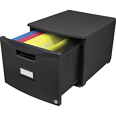 Storex Stackable File Drawer 12 1316 H x 14 1316 W x 18 516 L Black Office Depot