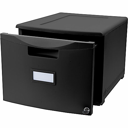 Storex Stackable File Drawer 12 1316 H x 14 1316 W x 18 516 L Black Office Depot