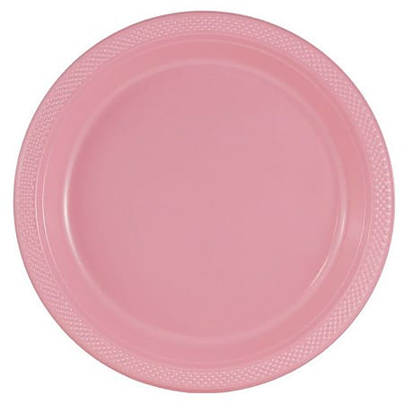 JAM PAPER Round Plastic Party Plates, Large, 10 1/4 inch, Light Pink, 20/Pack 