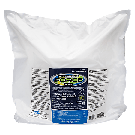 2XL Force Antibacterial Wipes Refill, 6" x 8", White, Pack Of 900