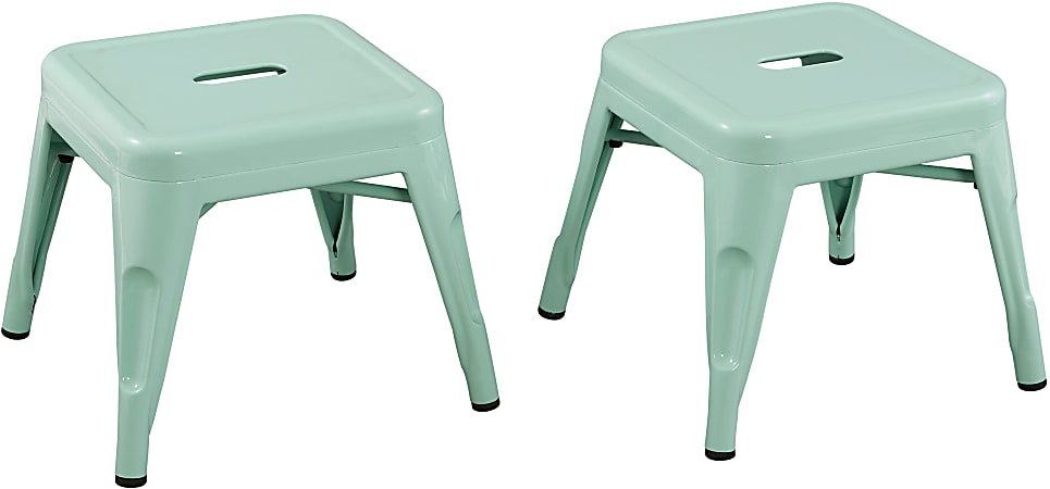 Ace Kid's Metal Stools, Sage, Set Of 2 Stools