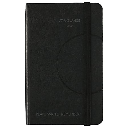 AT-A-GLANCE® Plan. Write. Remember. Weekly/Monthly Planner, 3-1/2” x 5-1/2”, Black, January To December 2022, 706D3505